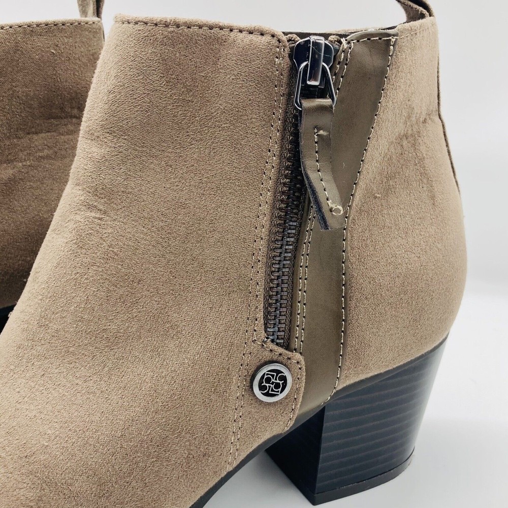 Liz Claiborne Refined Comfort Sz 7M Suede Ankle Boots Zip Closure Block Heel Tan - Picture 5 of 12